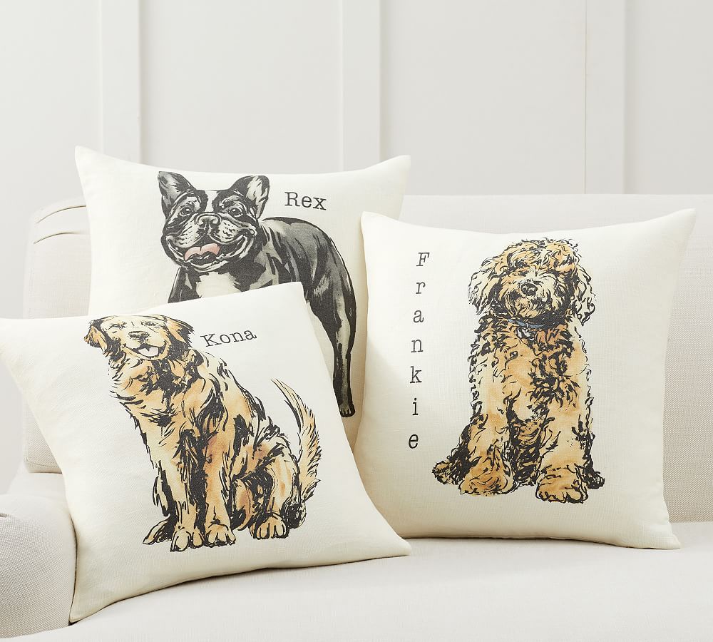 Personalized Dog Linen Pillow Cover