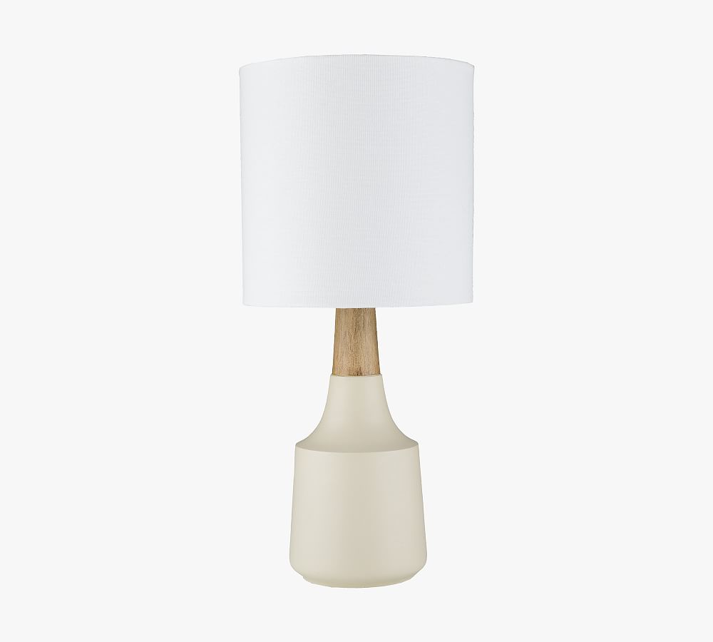 Cowan Petite Ceramic & Wood Table Lamp (18")