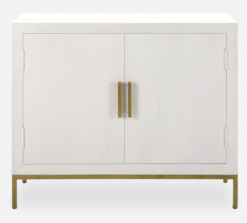 White Fir Wood Storage Cabinet with Adjustable Shelving