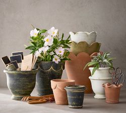 Handcrafted Eclectic Herb Pots, Set of 6