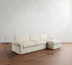 PB Comfort Modern Roll Arm Slipcovered Chaise Sectional (105&quot;-131&quot;)
