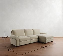 Big Sur Roll Arm Power Reclining Chaise Sectional (116&quot;-128&quot;)