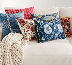 Floral Bird Embroidered Pillow