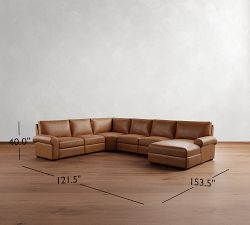 Big Sur Roll Arm Leather Power Reclining 6-Piece Chaise Sectional (154&quot;-166&quot;)