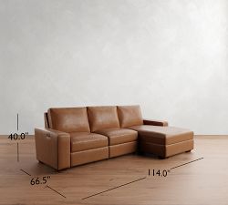 Big Sur Square Arm Leather Power Reclining Chaise Sectional (114&quot;-126&quot;)