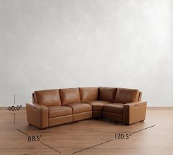 Big Sur Square Arm Leather Reversible Power Reclining Sectional (121&quot;-133&quot;)