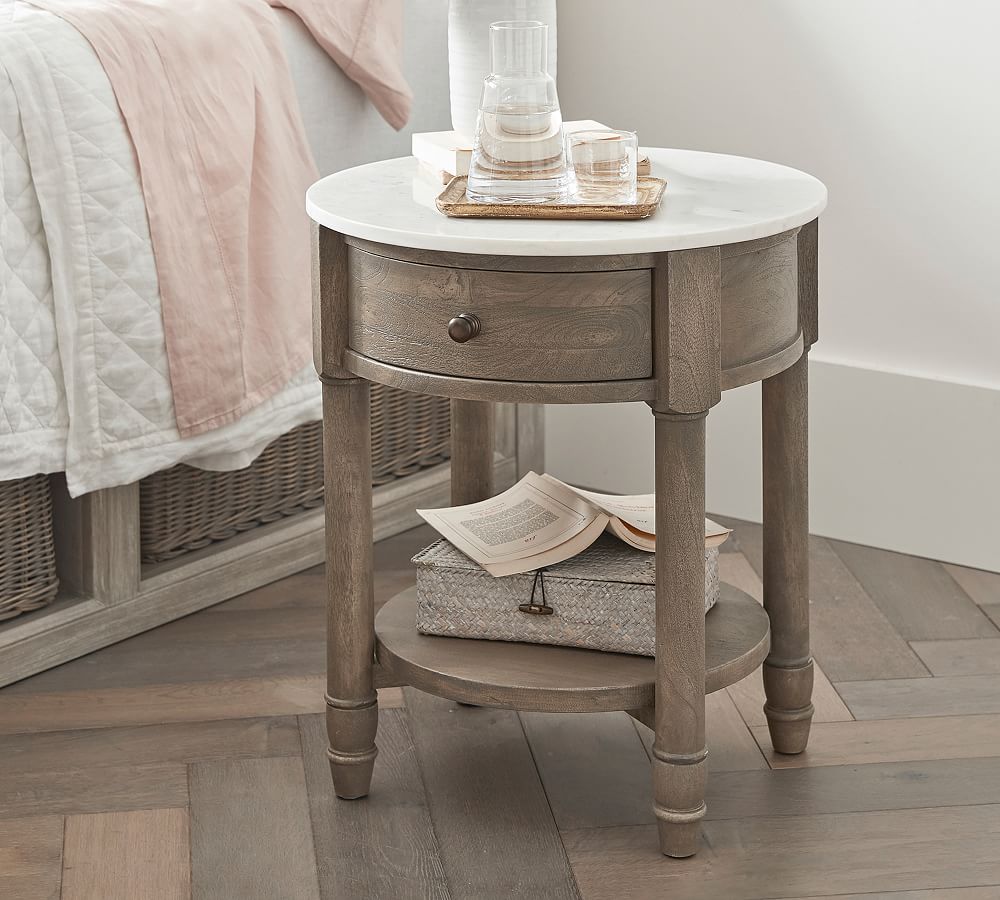 Alexandra Round Marble Nightstand (21&quot;)