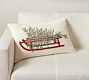 Christmas Tree Sled Embroidered Lumbar Pillow
