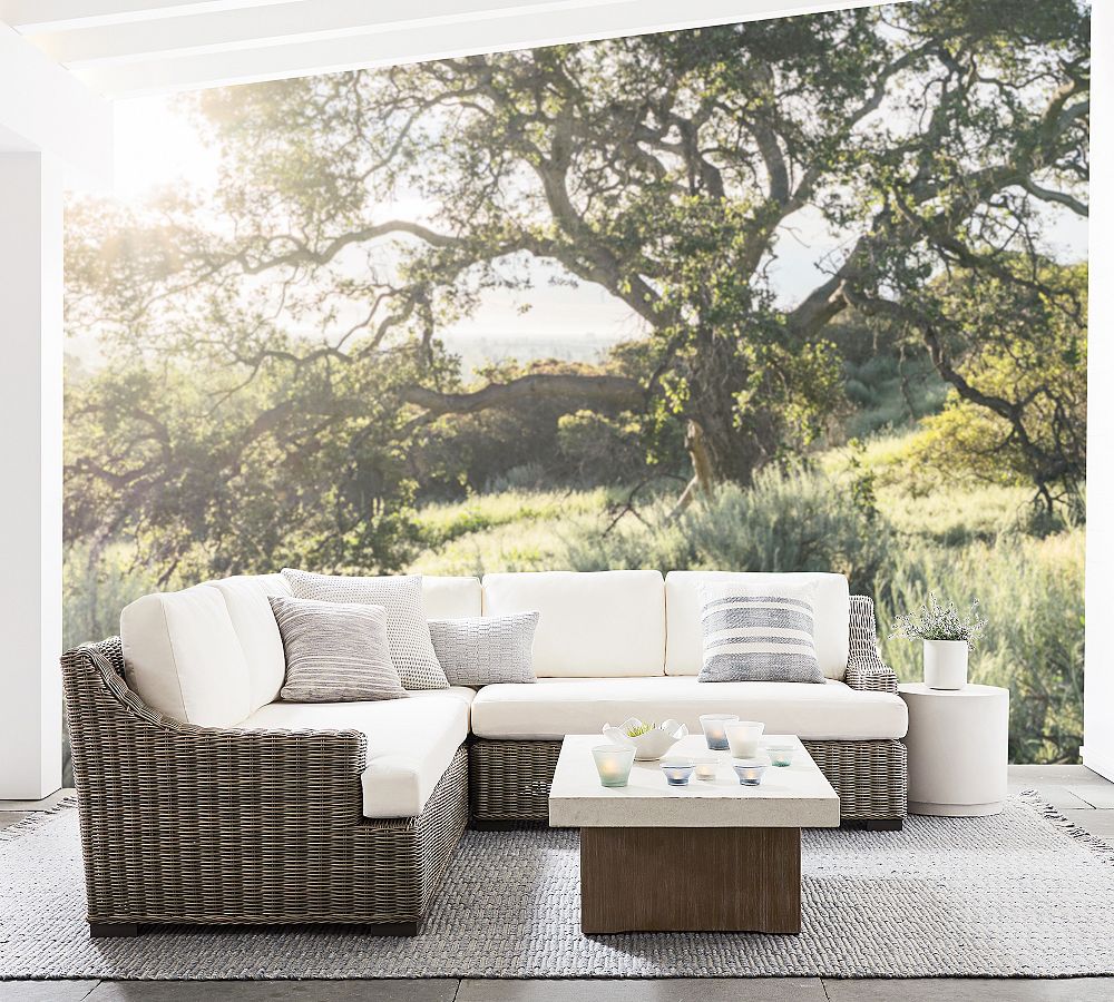 Huntington Wicker 3-Piece Loveseat Slope Arm Outdoor Sectional
