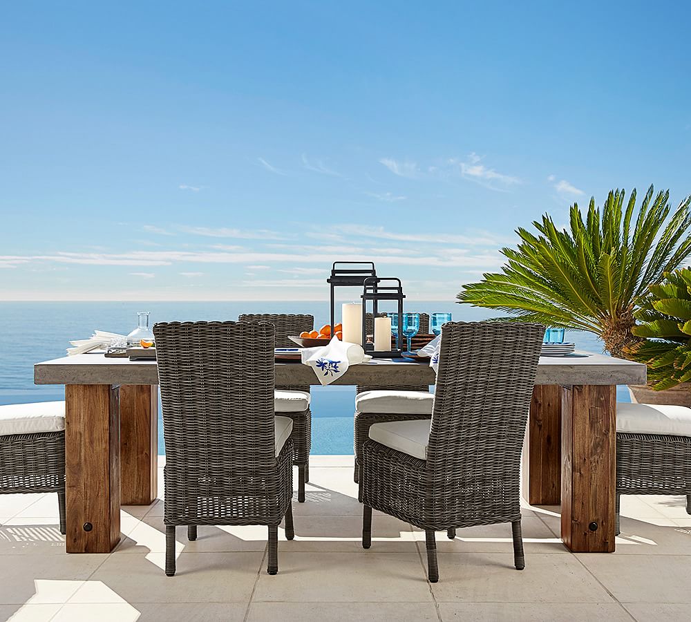 Abbott Concrete &amp; Acacia Chunky Leg Dining Table + Huntington Chair Dining Set