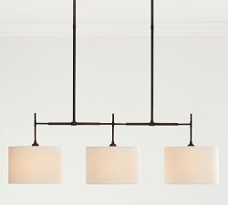 Linen Drum Shade Linear Chandelier (43&quot;)