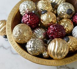 Mercury Glass Adorned Ornament Set - Gold