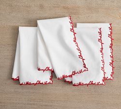 Merry Christmas Embroidered Napkin - Set of 4
