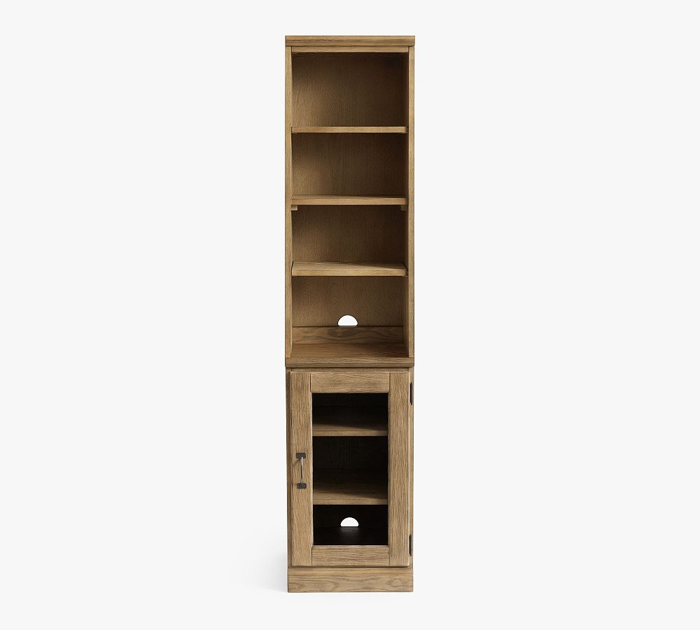 Printer's Narrow Bookcase with Display Cabinet (16&quot;)
