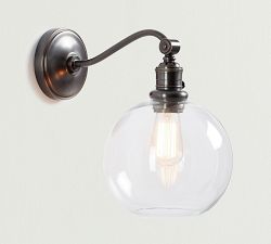 Glass Globe Curved Arm Sconce (13'')