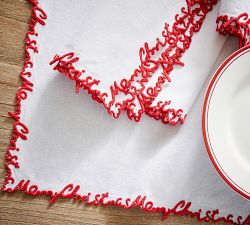 Merry Christmas Embroidered Napkin - Set of 4