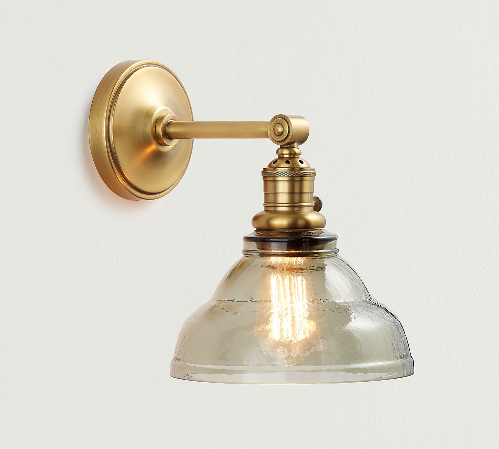 Vintage Glass Straight Arm Sconce (8'')