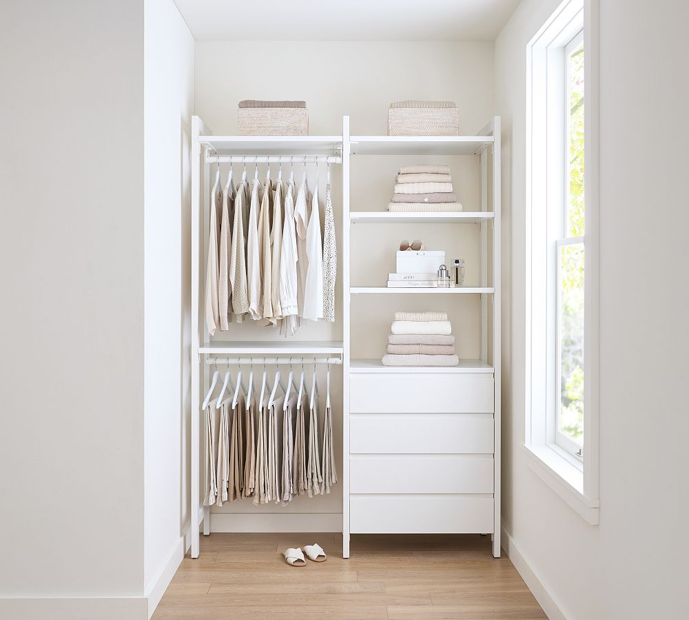 Essential Walk-In&#160;Closet by Hold Everything,&#160;5' Hanging System with&#160;4 Drawers&#8203;