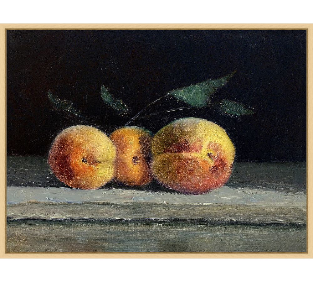 Peaches Still Life Framed Canvas