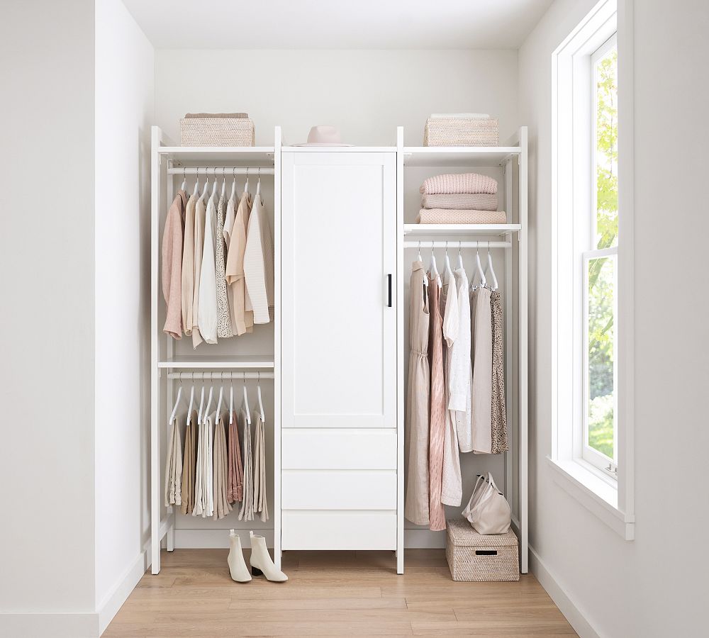Essential Walk-In&#160;Closet by Hold Everything,&#160;6' Hanging System with&#160;Cabinet &amp; Drawers&#8203;