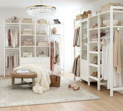 Essential Walk-In&#160;Closet by Hold Everything,&#160;8' Hanging System with&#160;Glass Cabinet &amp; Drawers&#8203;