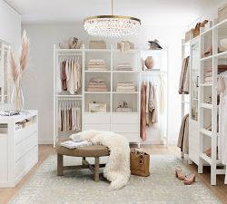 Essential Walk-In&#160;Closet by Hold Everything,&#160;8' Hanging System with&#160;Glass Cabinet &amp; Drawers&#8203;
