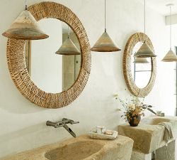 Cameron Jute Round Mirror - 40&quot;