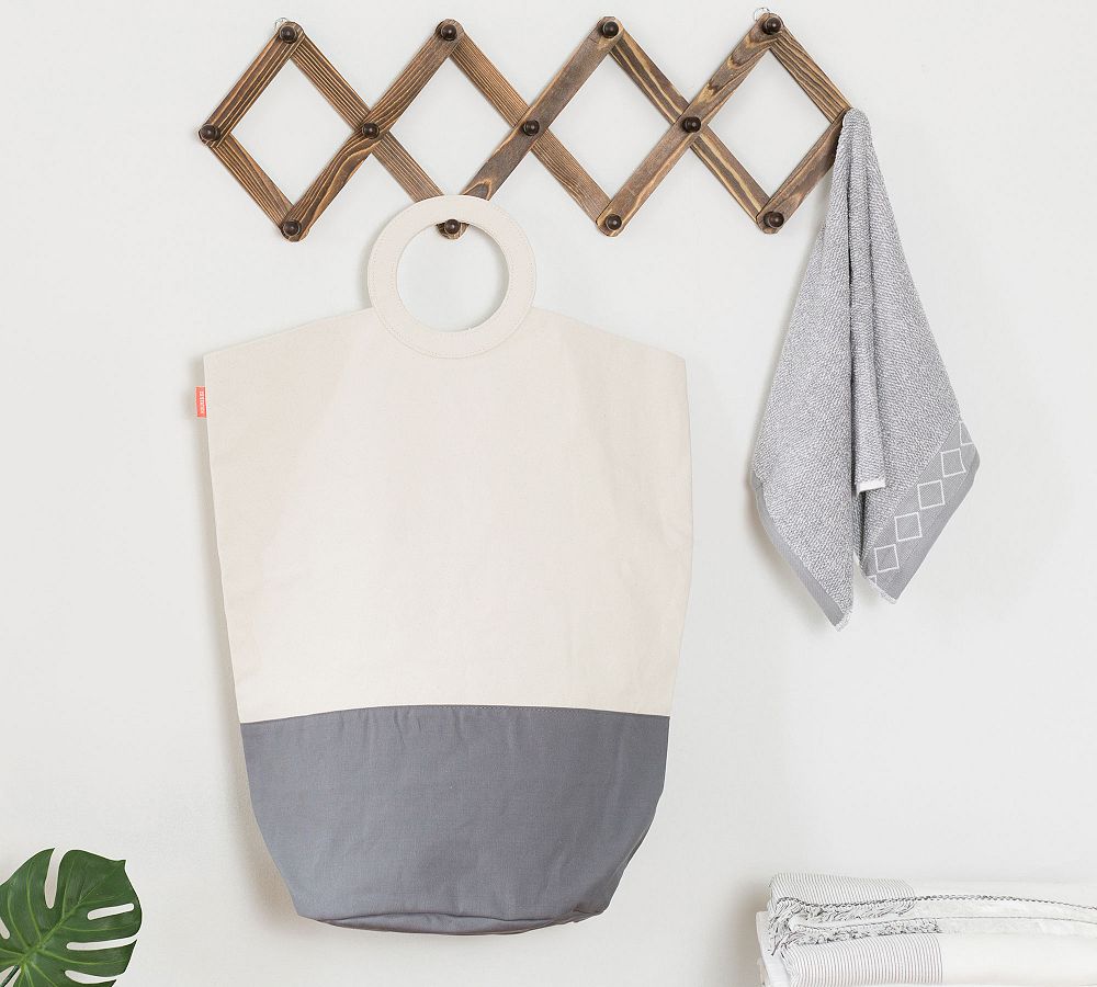 Canvas Gray Laundry Hamper Tote