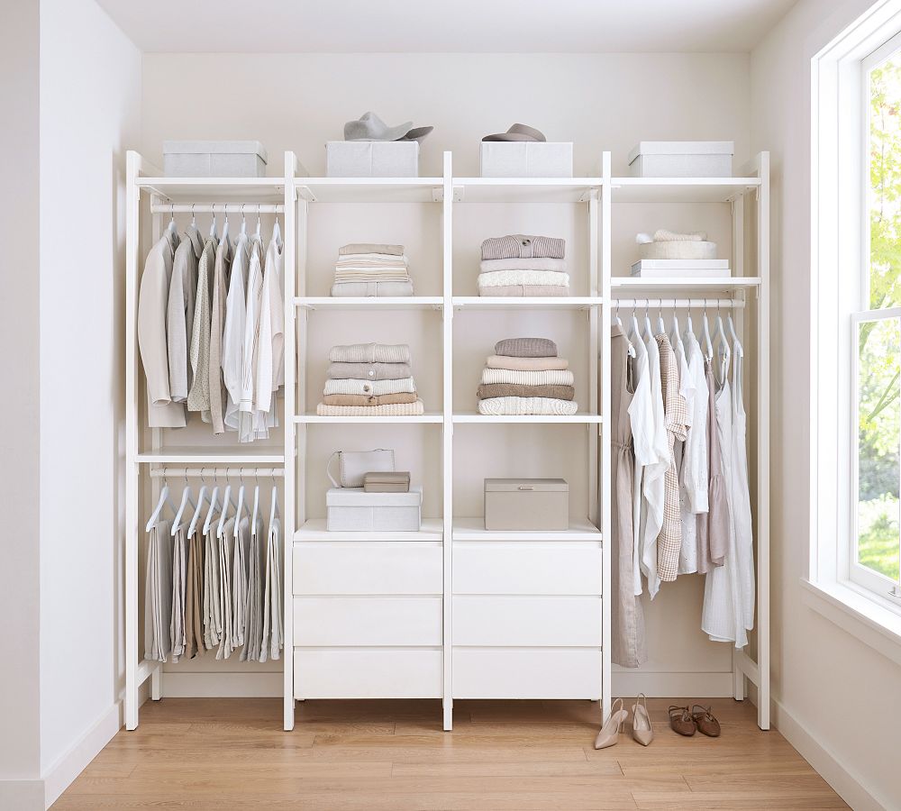 Essential Walk-In&#160;Closet by Hold Everything, 8' Hanging System with 3 Drawers&#8203;