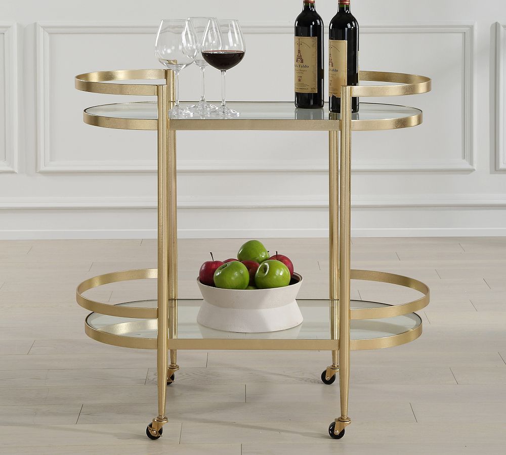 Masonic Metal Bar Cart (33.5&quot;)