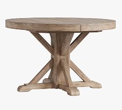 OPEN BOX: Benchwright Round Pedestal Extending Dining Table, Seadrift, 48&quot; - 72&quot; L