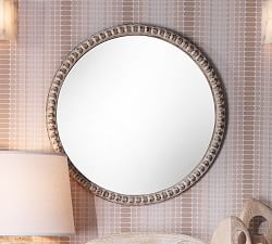 Audrey Beaded Wood Frame Round Wall Mirror