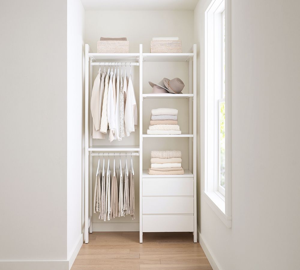 Essential Walk-In&#160;Closet by Hold Everything, 4' Hanging System with 3 Drawers&#8203;