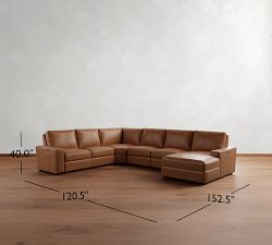 Big Sur Square Arm Leather Power Reclining 6-Piece Chaise Sectional (152&quot;-164&quot;)
