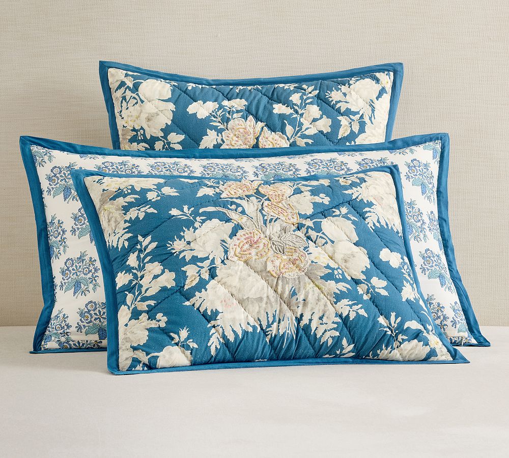 Bethany Floral Embroidered Reversible Quilted Sham