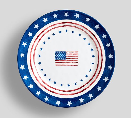 Cabana Americana Bunting Outdoor Melamine Salad Plates - Set of 4