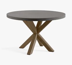 Abbott Concrete &amp; Acacia Petite Round Outdoor Dining Table (48&quot;)