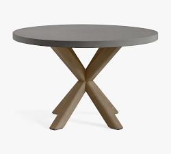 Abbott Concrete &amp; Acacia Petite Round Outdoor Dining Table (48&quot;)