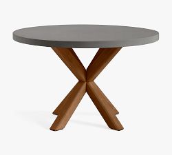 Abbott Concrete &amp; Acacia Petite Round Outdoor Dining Table (48&quot;)
