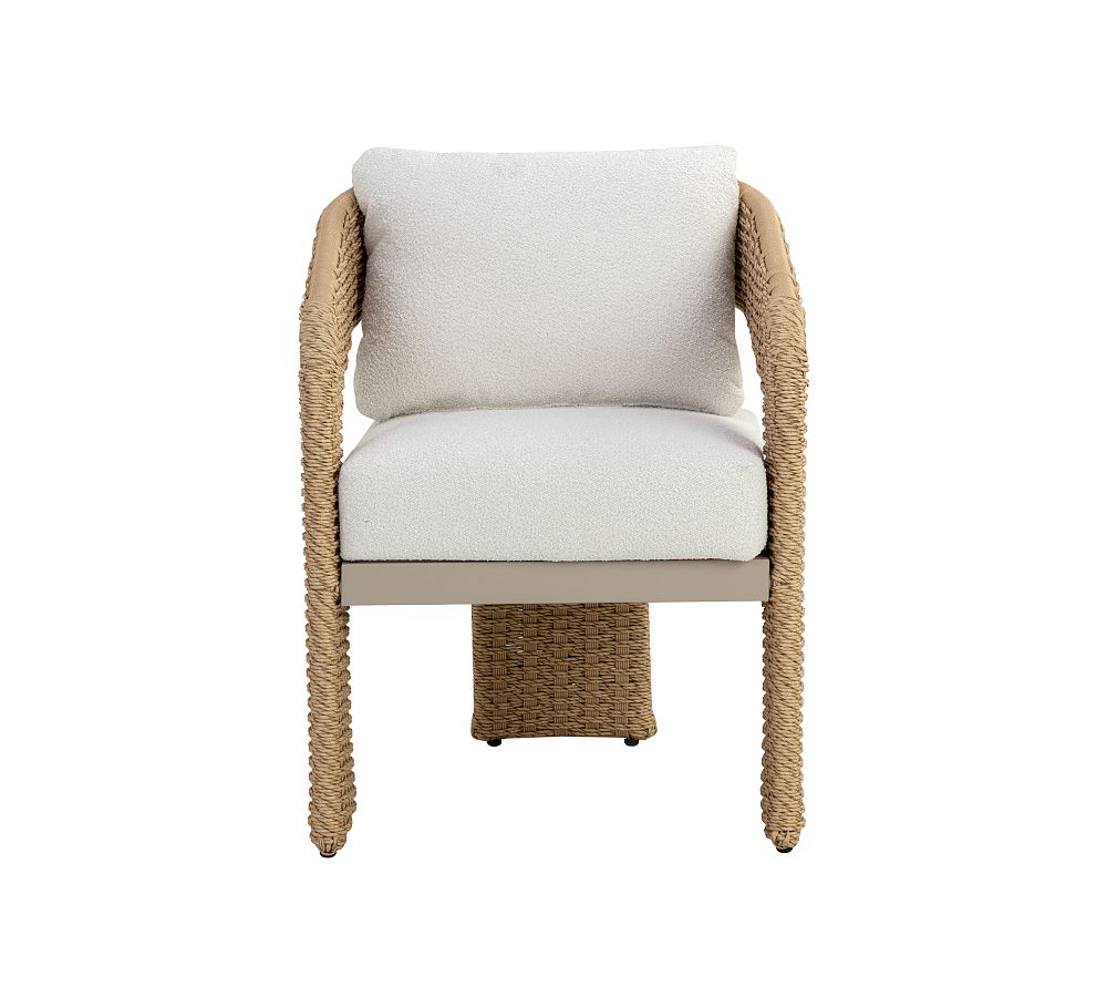 Natural Woven Rattan Dining Chair with Cream Cushions
