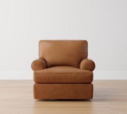 Buchanan Roll Arm Leather Swivel Chair