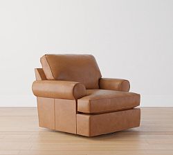 Buchanan Roll Arm Leather Swivel Chair