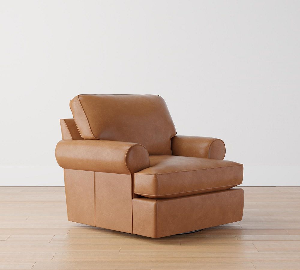 Buchanan Roll Arm Leather Swivel Chair