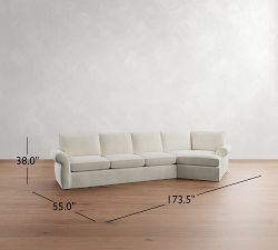 Pearce Roll Arm Slipcovered Cuddle Chaise Sectional (143&quot;-173&quot;)