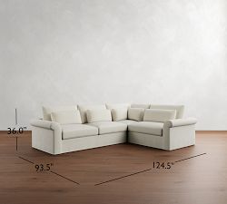 Westwood Roll Arm Deep Seat Slipcovered 3-Piece Sectional (125&quot;)