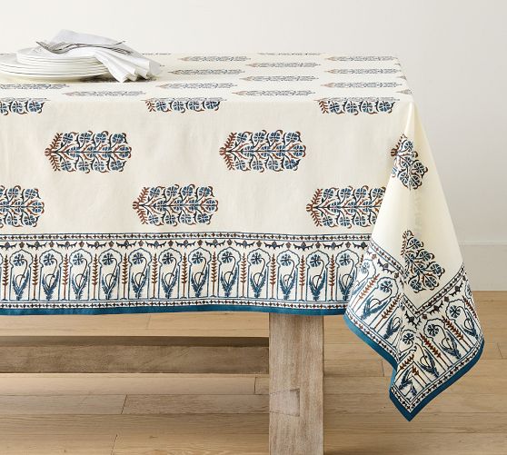 Rita Block Print Organic Cotton Tablecloth
