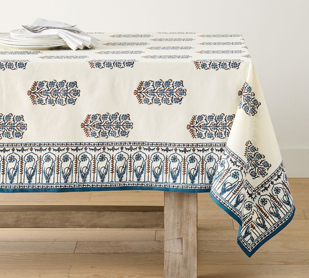 Rita Block Print Organic Cotton Tablecloth