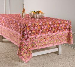 Annalise Block Print Cotton Tablecloth