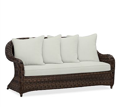Torrey Cushion Cover Roll Arm Outdoor Sofa, High Performance Heathered Canvas; Dove