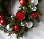 Faux Pine Ornament Wreath &amp; Garland - Red &amp; Silver